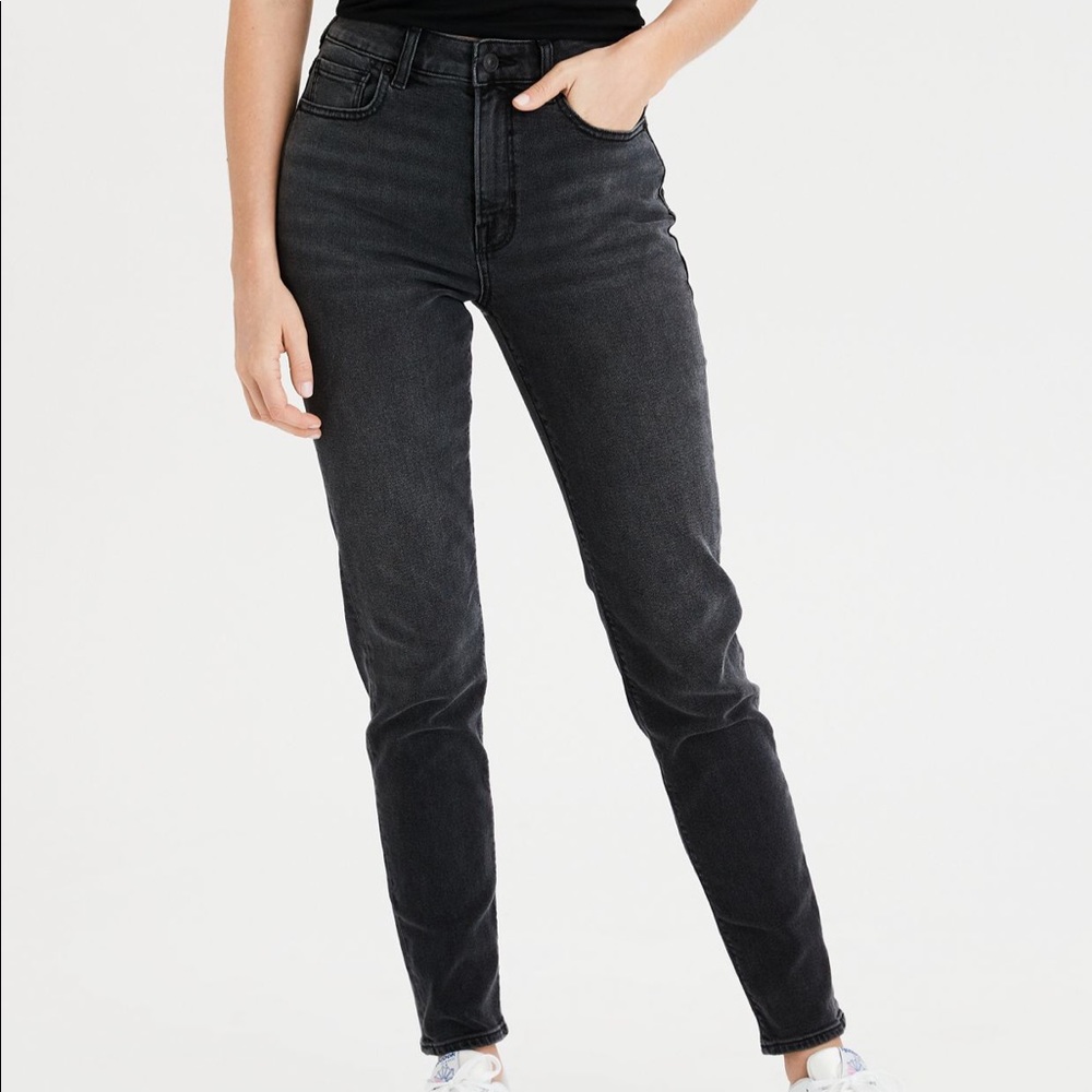 American Eagle Stretch Mom Jean Washed Black